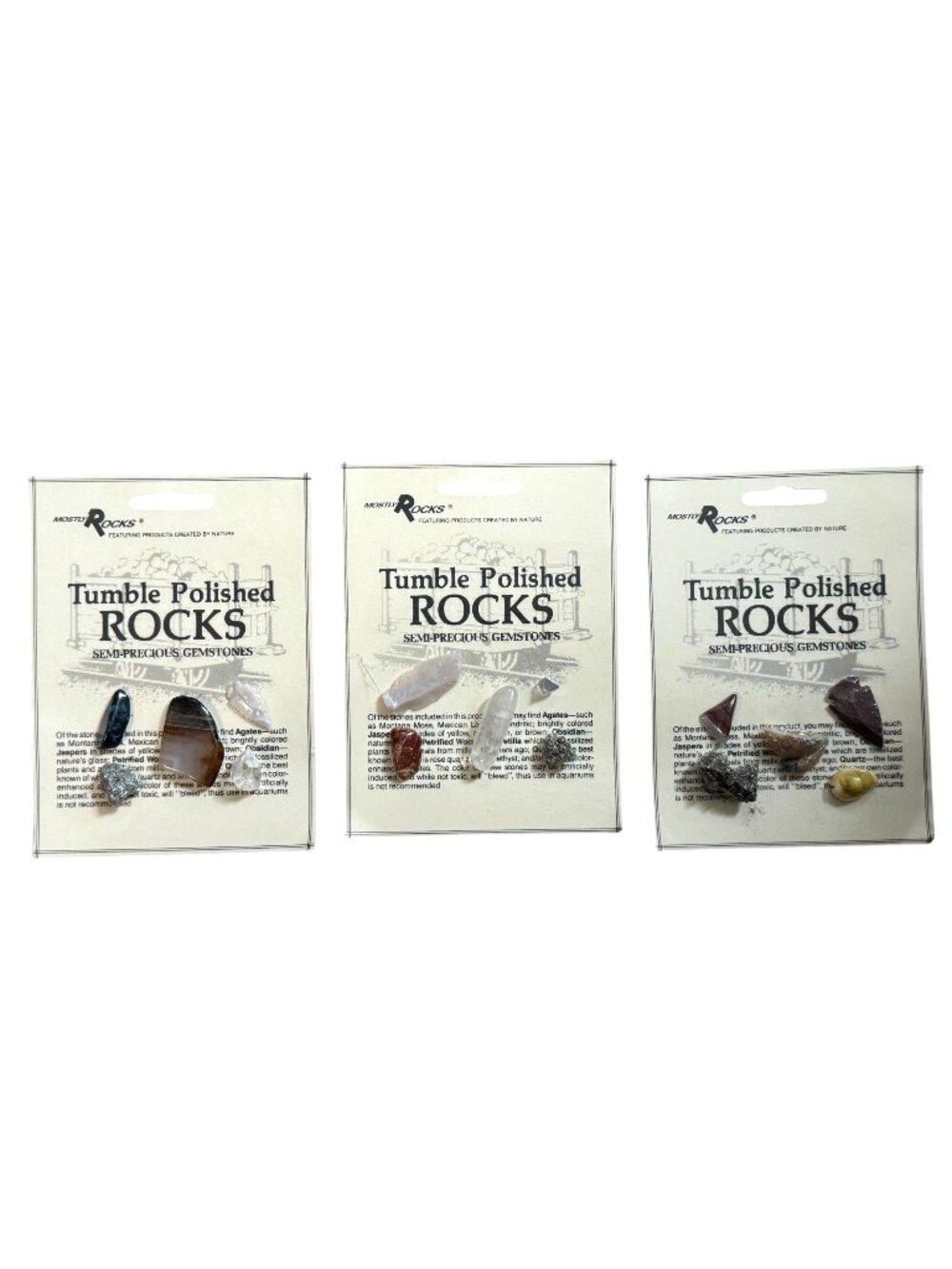 Vintage NOS 3 Packs Of Mostly Rocks Tumble Polished Rocks